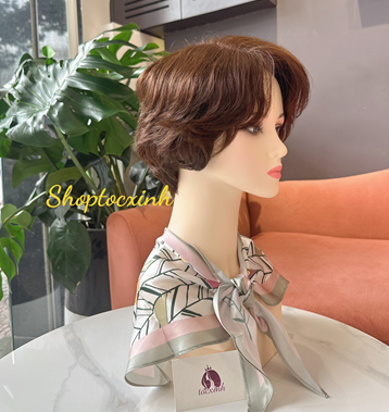 TÓC TÉM XOĂN NÂU VÀNG LÀM BẰNG TÓC THẬT