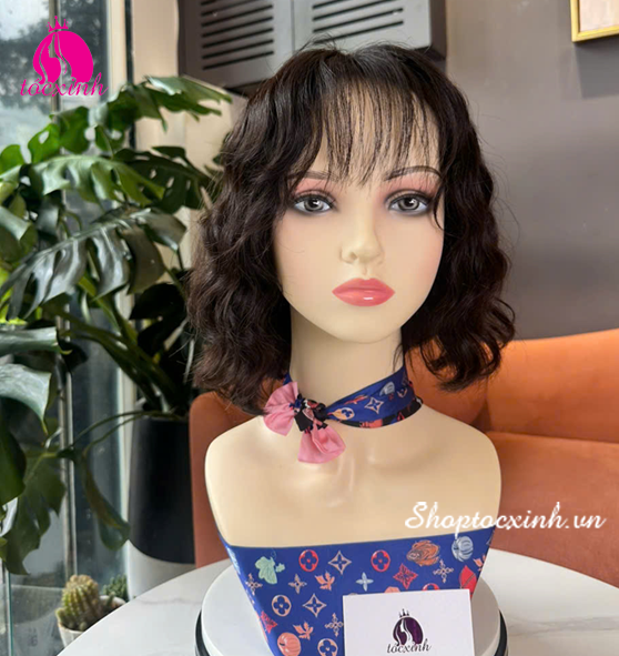 TÓC NGUYÊN ĐẦU SIÊU DA LÀM BẰNG TÓC THẬT UỐN XOĂN