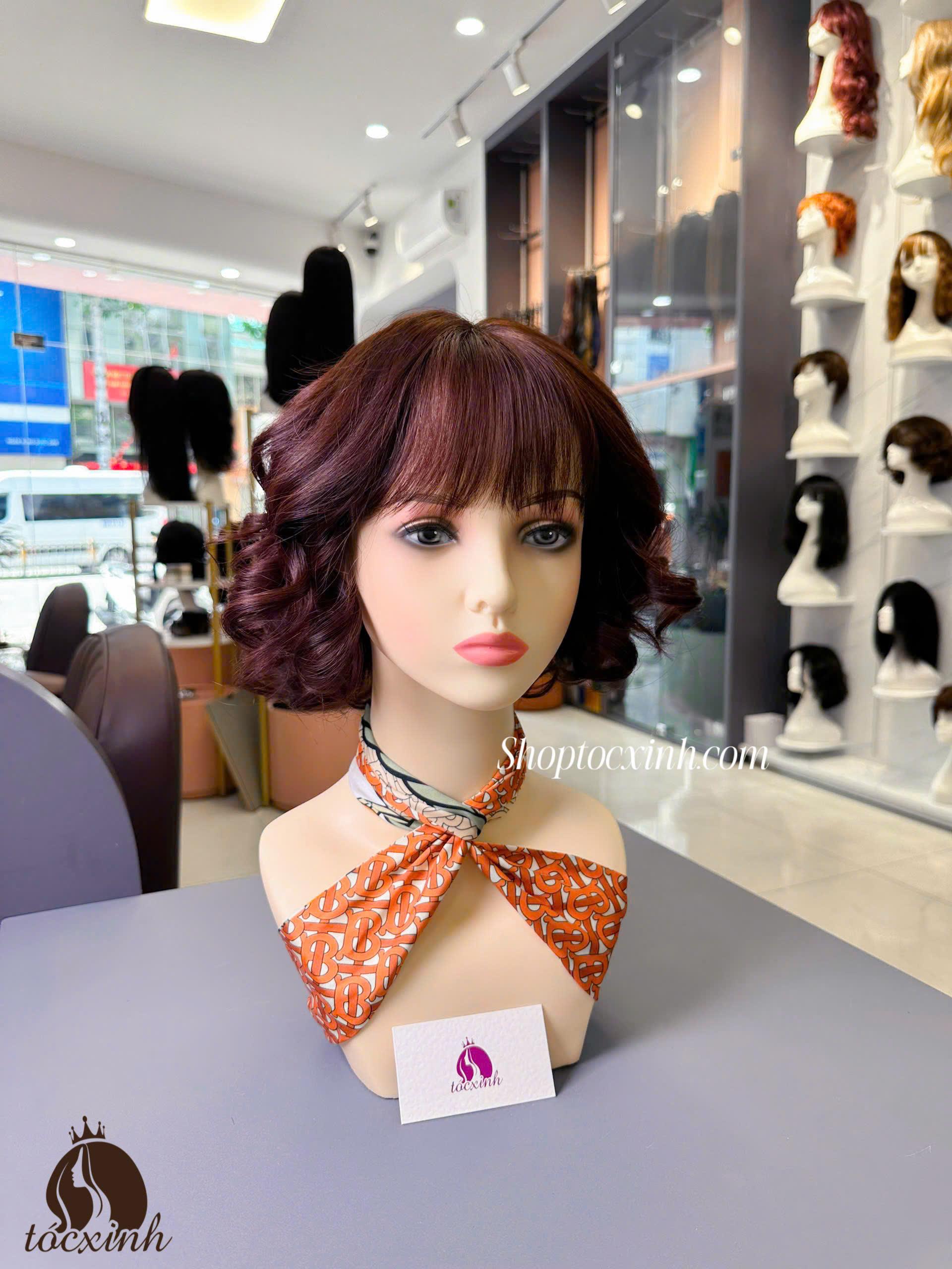 Tóc Nguyên Đầu Xoăn Ngắn  Làm Bằng Tóc Thật