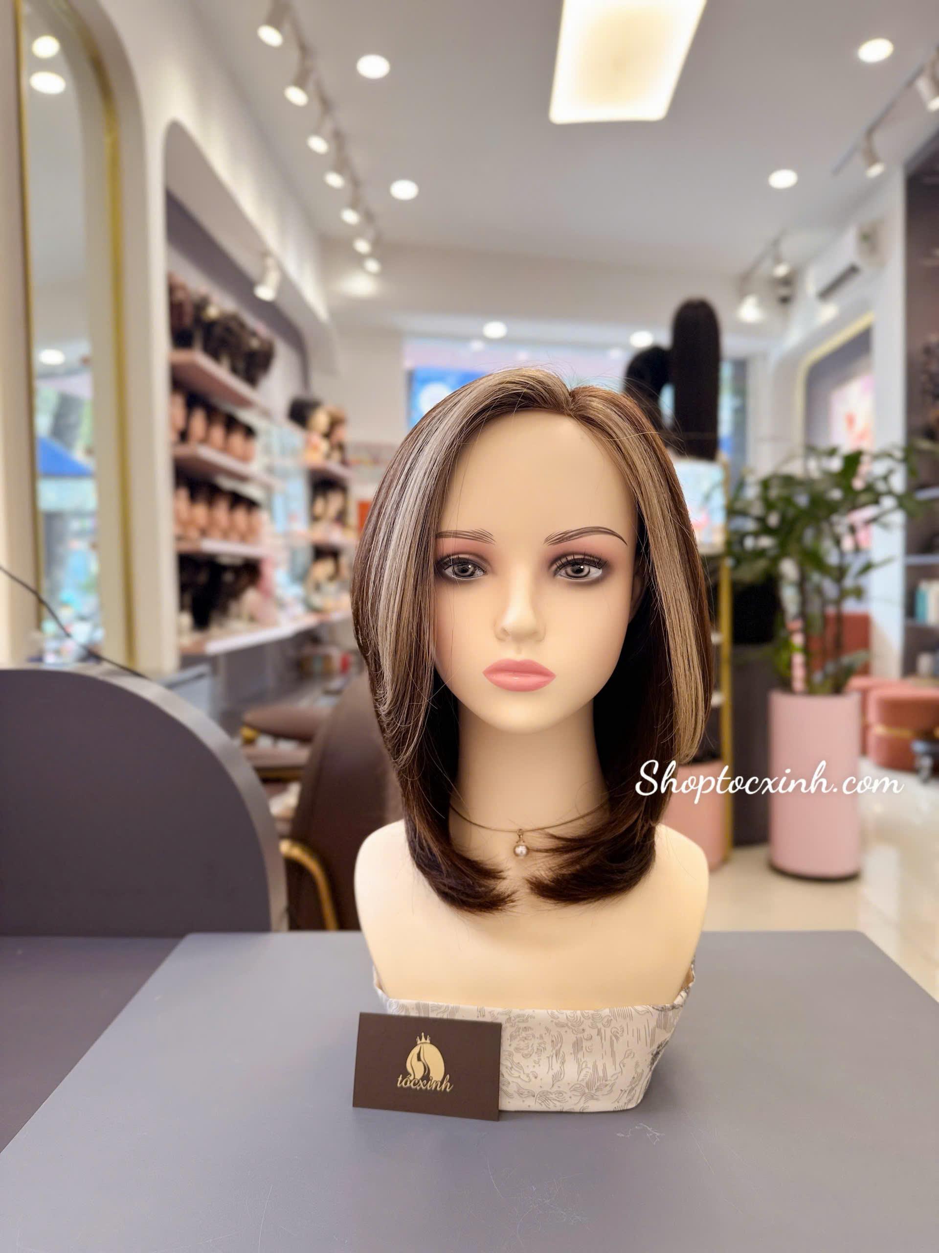 TÓC LAYER NỮ NGUYÊN ĐẦU NHUỘM HIGHLIGHT  TÓC GIẢ LÀM BẰNG TÓC THẬT