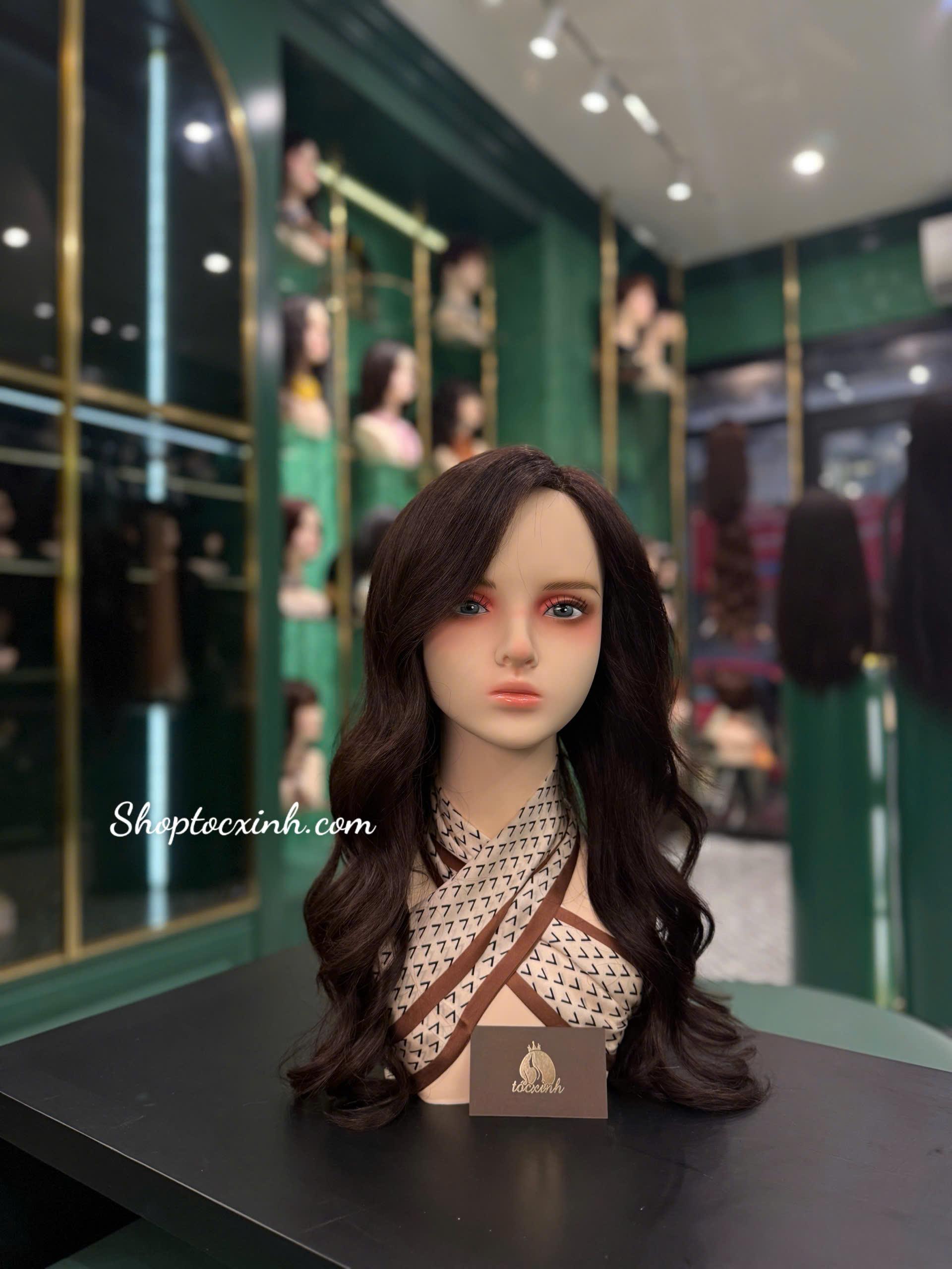 TÓC GIẢ DÀI NGUYÊN ĐẦU UỐN XOĂN LÀM BẰNG TÓC THẬT