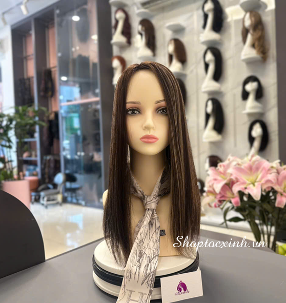 TÓC MÁI CHE PHỦ BẠC 4D40CM MÓC LINE TÓC GIẢ LÀM BẰNG TÓC THẬT