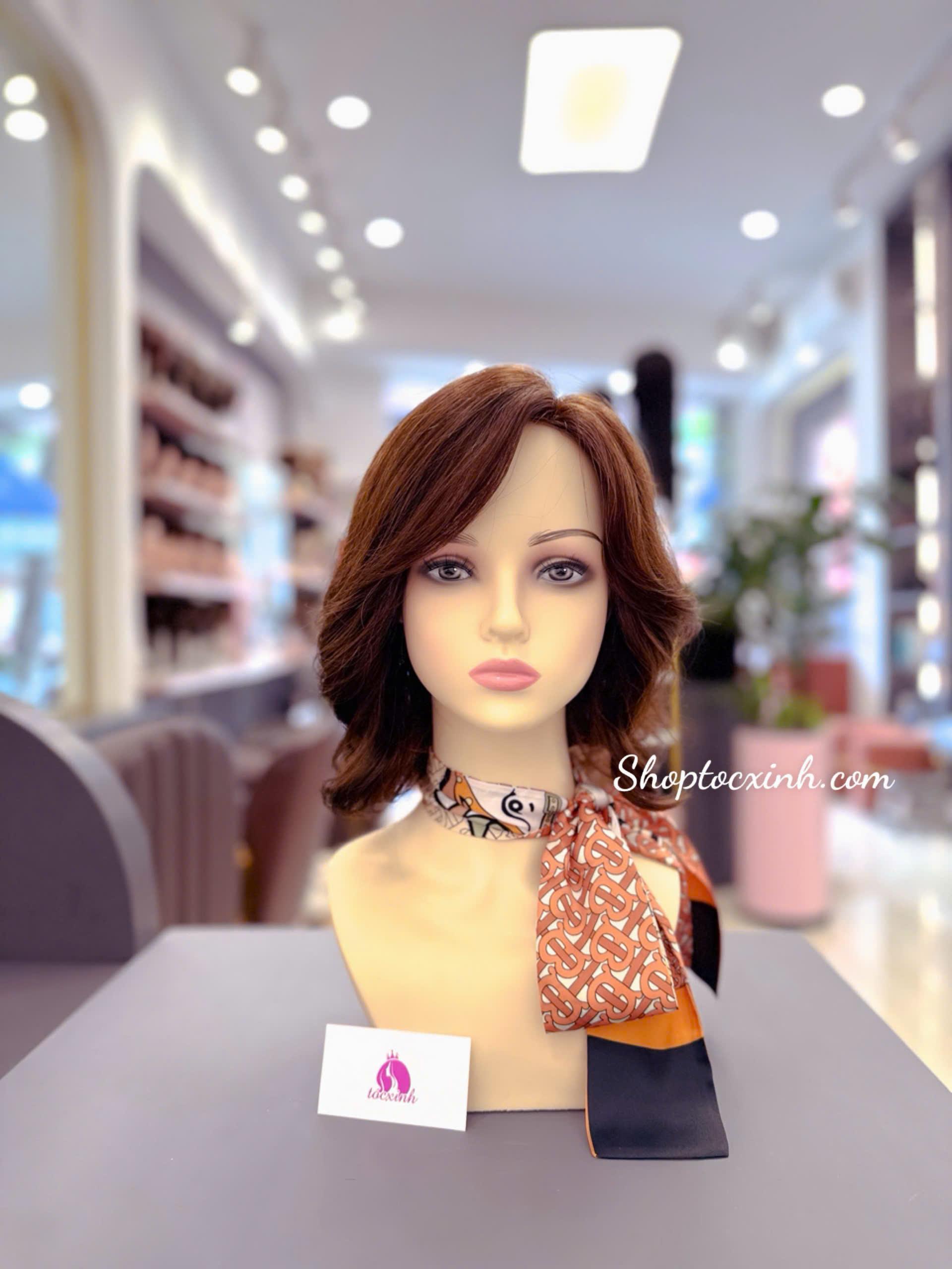 TÓC NGUYÊN ĐẦU NGẮN UỐN XOĂN TÓC GIẢ LÀM BẰNG TÓC THẬT