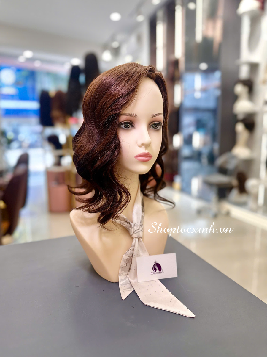 TÓC CHE BẠC, CHE HÓI UỐN XOĂN ĐUÔI 4D35CM NHUỘM HẠT DẺ 