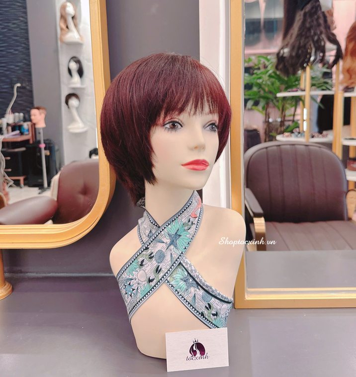 TÓC NGUYÊN ĐẦU SIÊU DA LÀM BẰNG TÓC THẬT NHUỘM ĐỎ TÍM